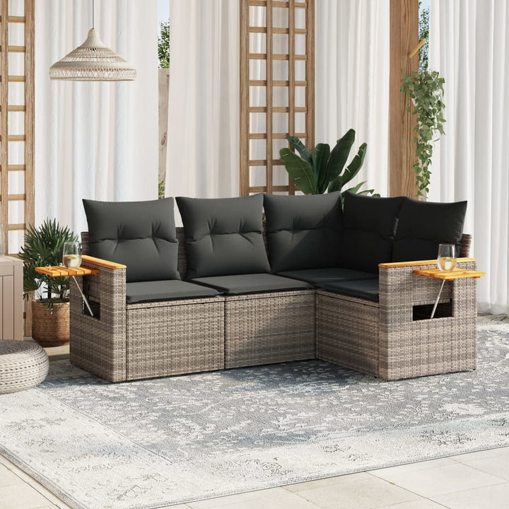 Set Mobilier De Grădină Cu Perne, 4 Piese, , Poliratan