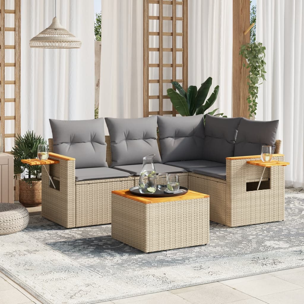 Set Mobilier De Grădină Cu Perne, 4 Piese, , Poliratan