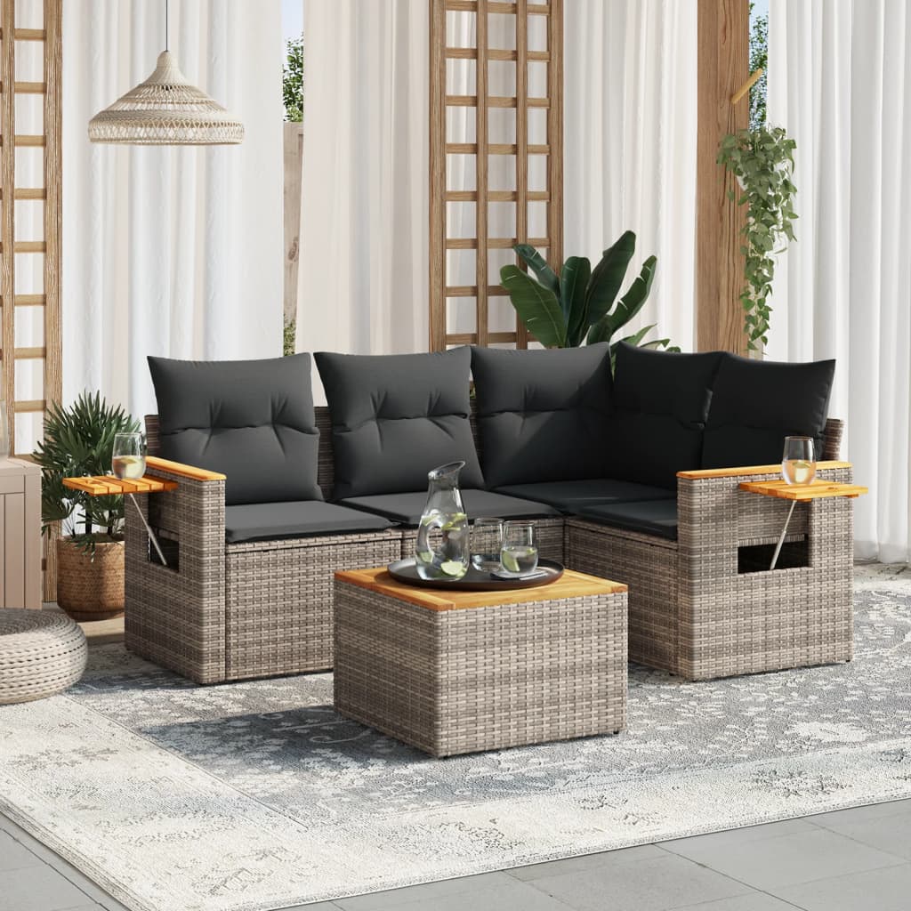 Set Mobilier De Grădină Cu Perne, 4 Piese, , Poliratan