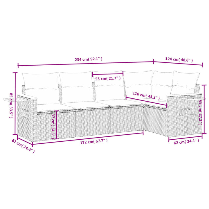 Set Mobilier De Grădină Cu Perne, 5 Piese, , Poliratan
