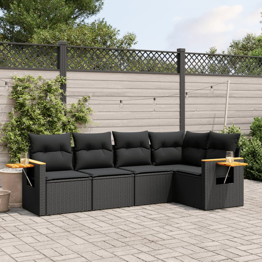 Set Mobilier De Grădină Cu Perne, 5 Piese, , Poliratan