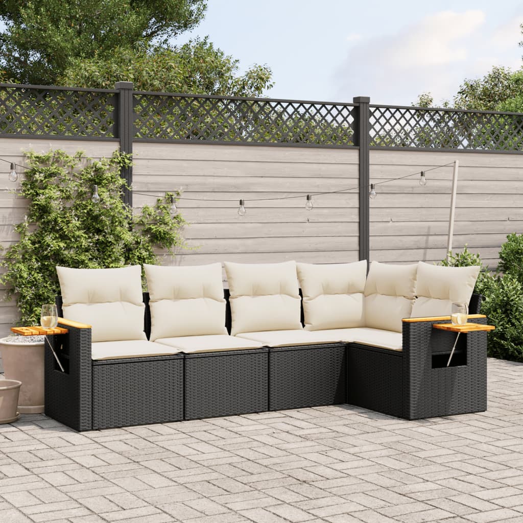 Set Mobilier De Grădină Cu Perne, 5 Piese, , Poliratan