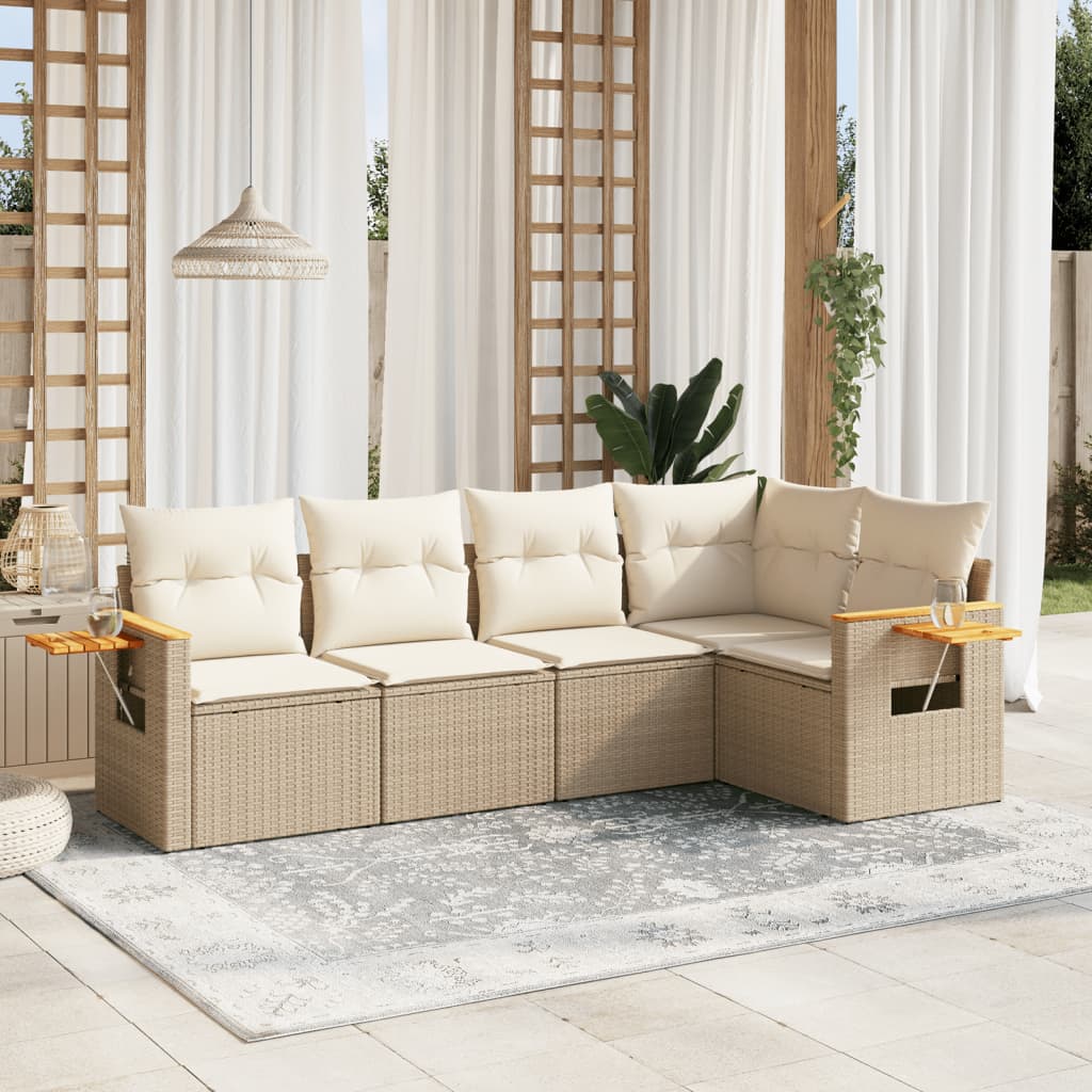 Set Mobilier De Grădină Cu Perne, 5 Piese, , Poliratan