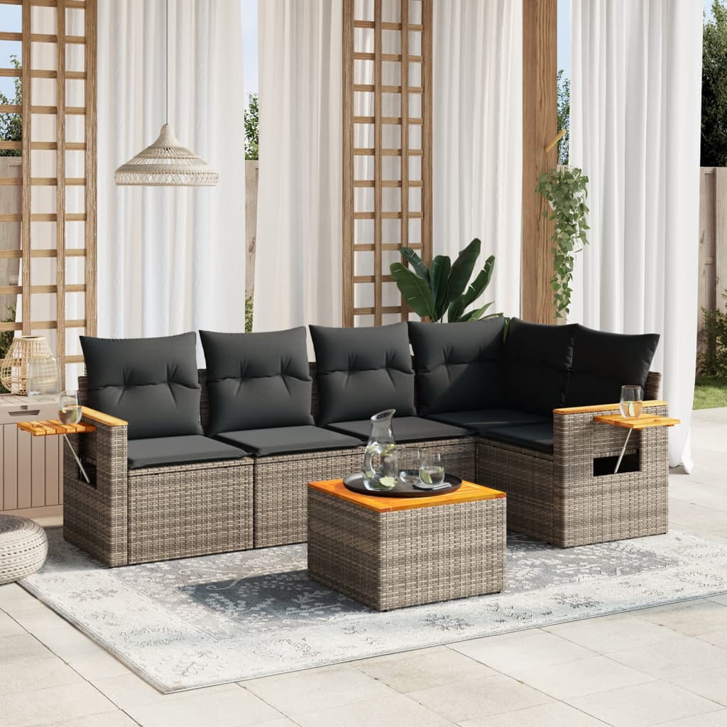 Set Mobilier De Grădină Cu Perne, 5 Piese, , Poliratan