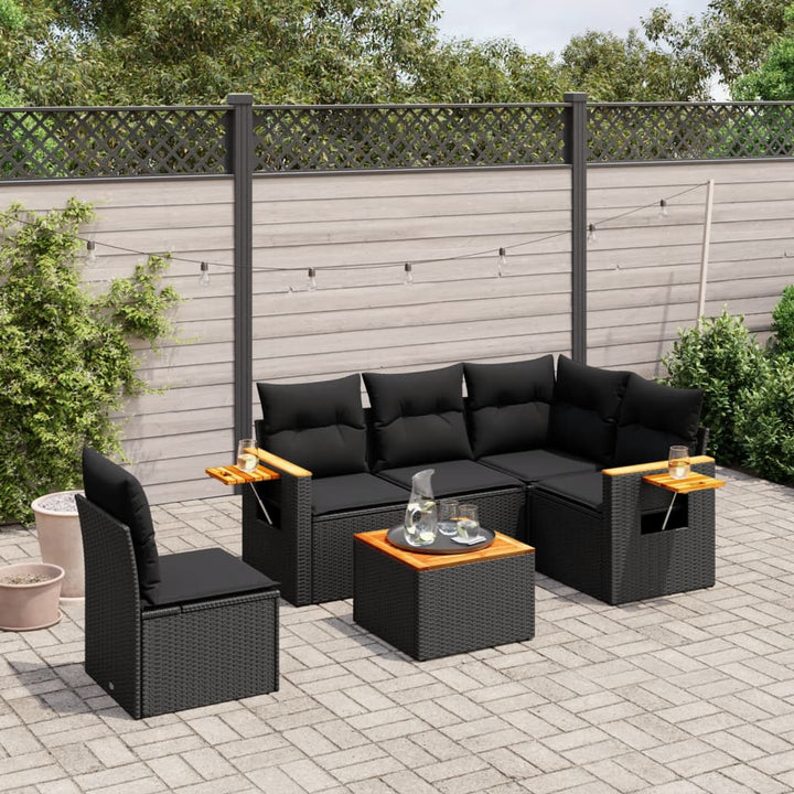 Set Canapele De Grădină Cu Perne, 5 Piese, Bej, Poliratan