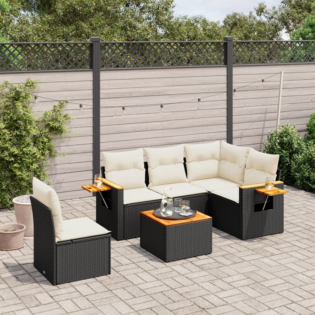 Set Canapele De Grădină Cu Perne, 5 Piese, Bej, Poliratan