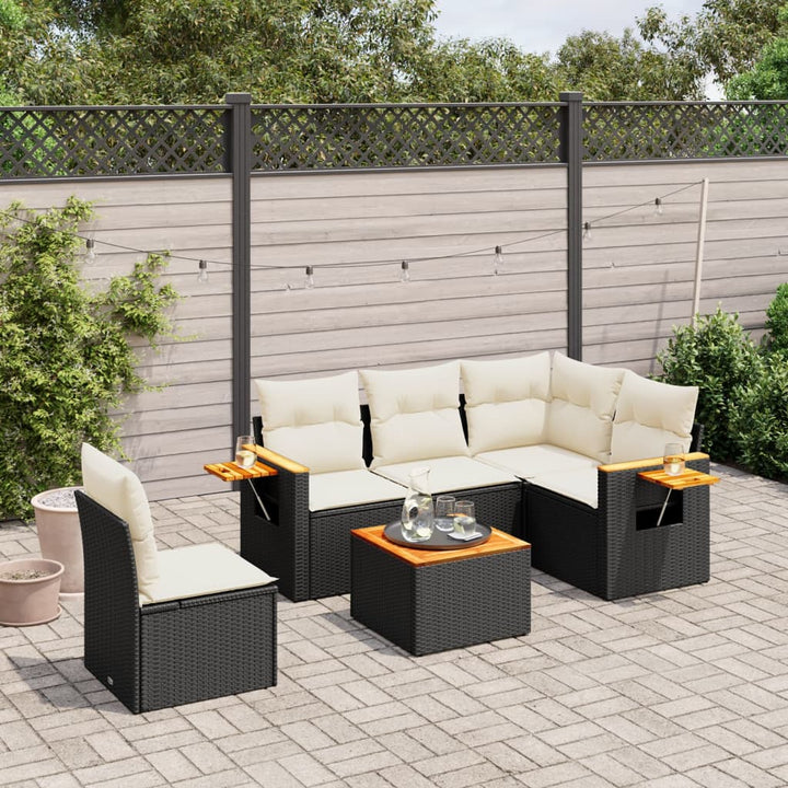 Set Canapele De Grădină Cu Perne, 5 Piese, Bej, Poliratan