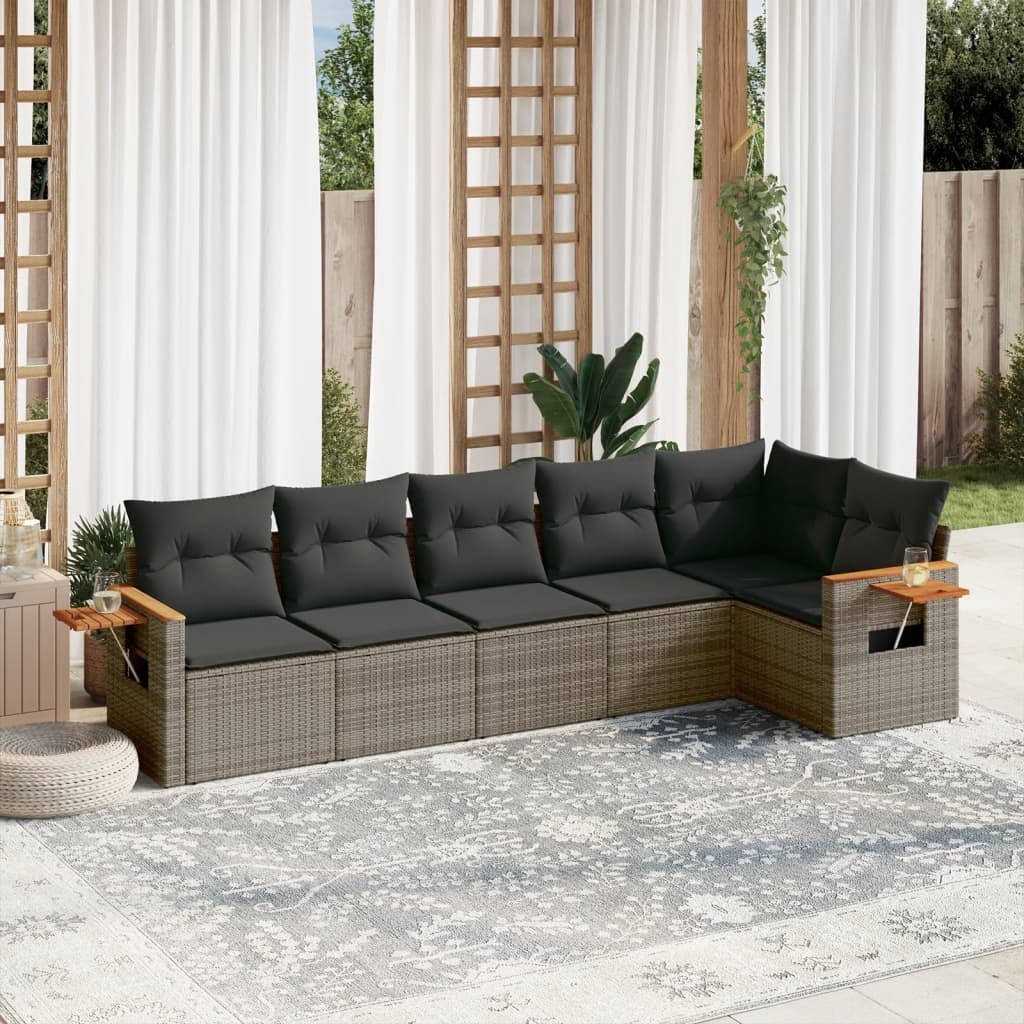 Set Canapele De Grădină Cu Perne, 7 Piese, , Poliratan