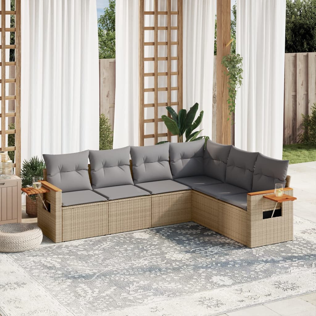 Set Mobilier De Grădină Cu Perne, 6 Piese, , Poliratan