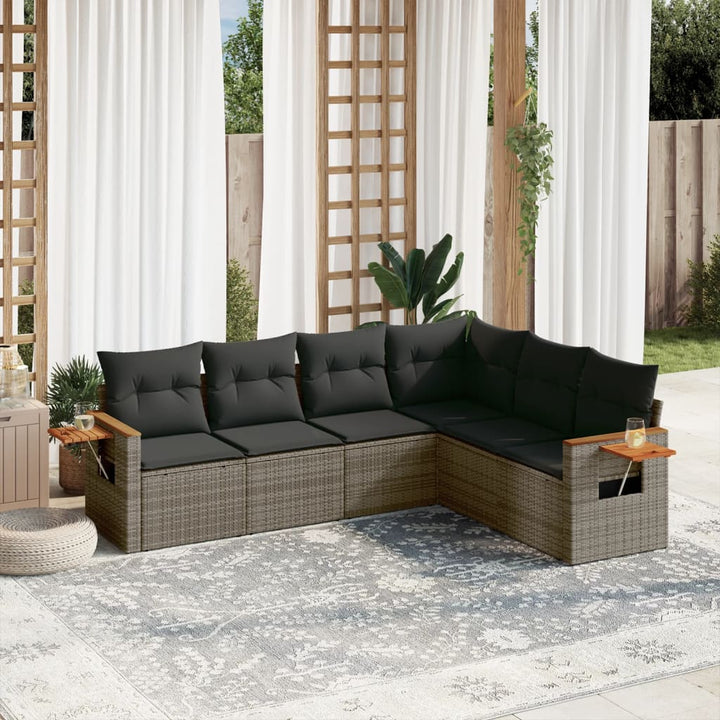 Set Mobilier De Grădină Cu Perne, 6 Piese, , Poliratan