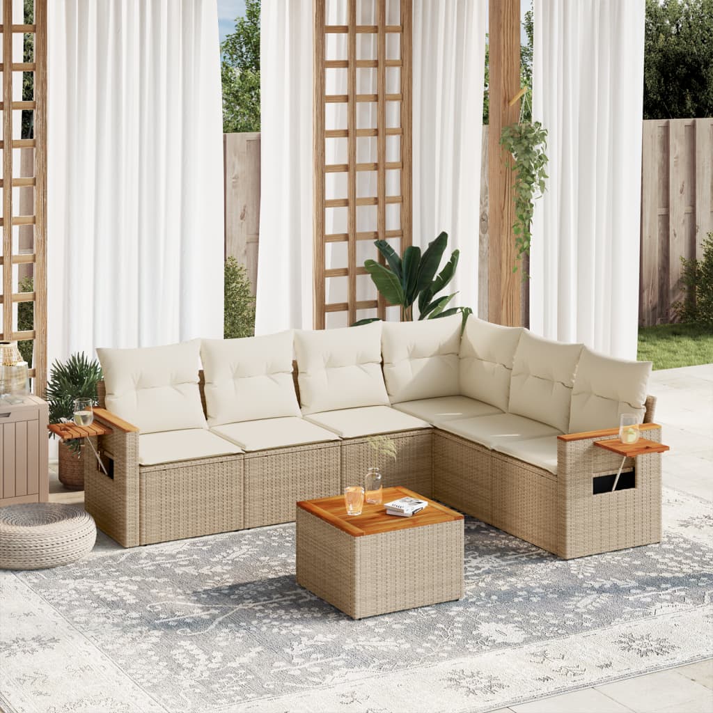 Set Mobilier De Grădină Cu Perne, 6 Piese, , Poliratan