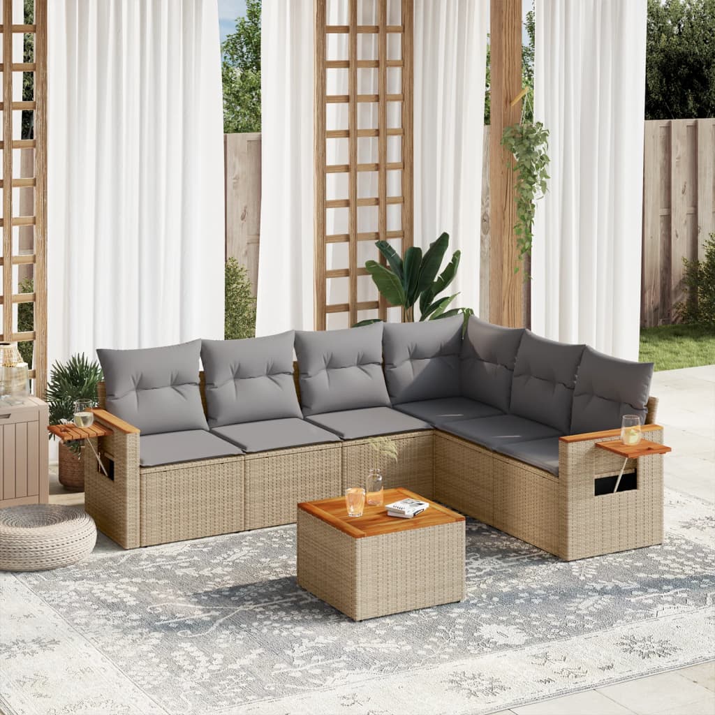 Set Mobilier De Grădină Cu Perne, 6 Piese, , Poliratan