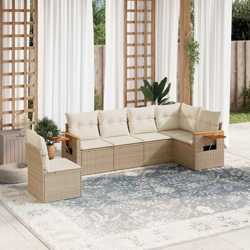 Set Mobilier De Grădină Cu Perne, 6 Piese, , Poliratan