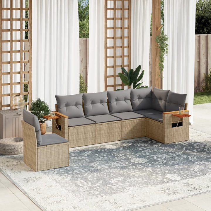 Set Mobilier De Grădină Cu Perne, 6 Piese, , Poliratan