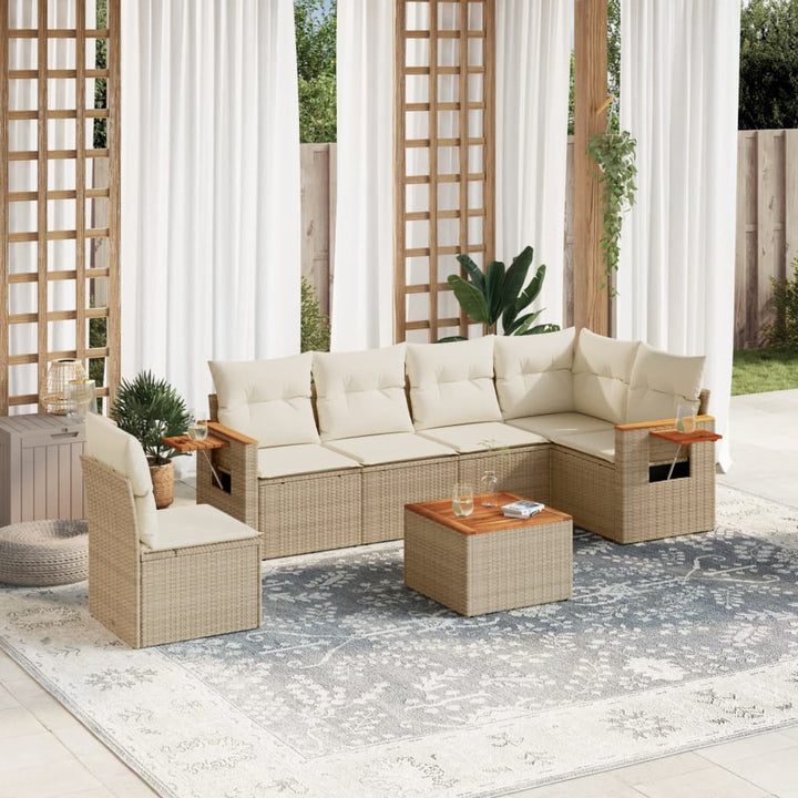 Set Mobilier De Grădină Cu Perne, 6 Piese, , Poliratan