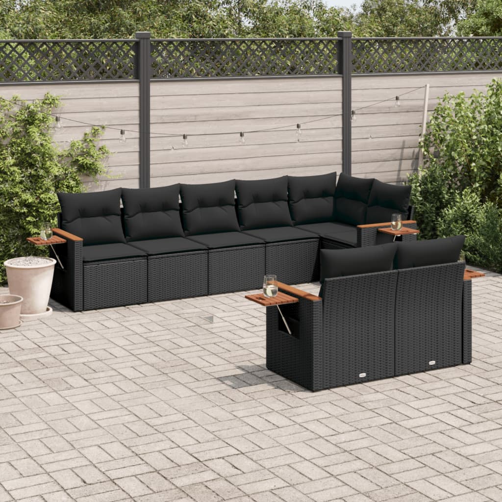 Set Canapele De Grădină, 8 Piese, Cu Perne, Bej, Poliratan