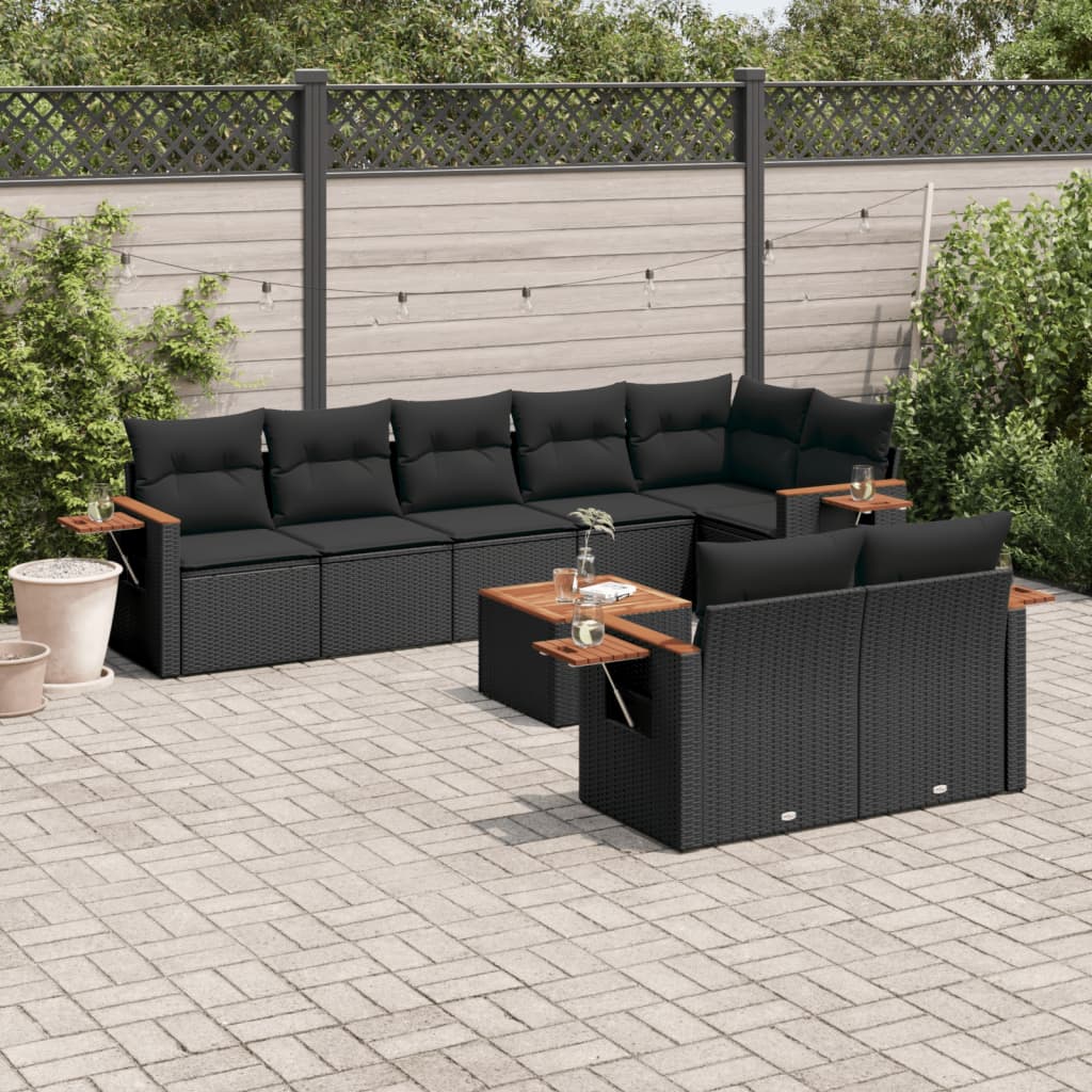 Set Canapele De Grădină, 8 Piese, Cu Perne, Bej, Poliratan