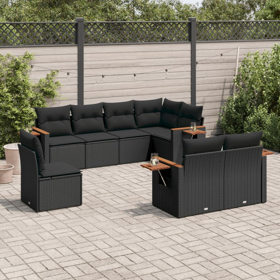 Set Mobilier De Grădină Cu Perne, 8 Piese, , Poliratan