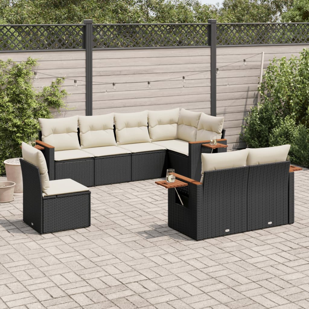 Set Mobilier De Grădină Cu Perne, 8 Piese, , Poliratan