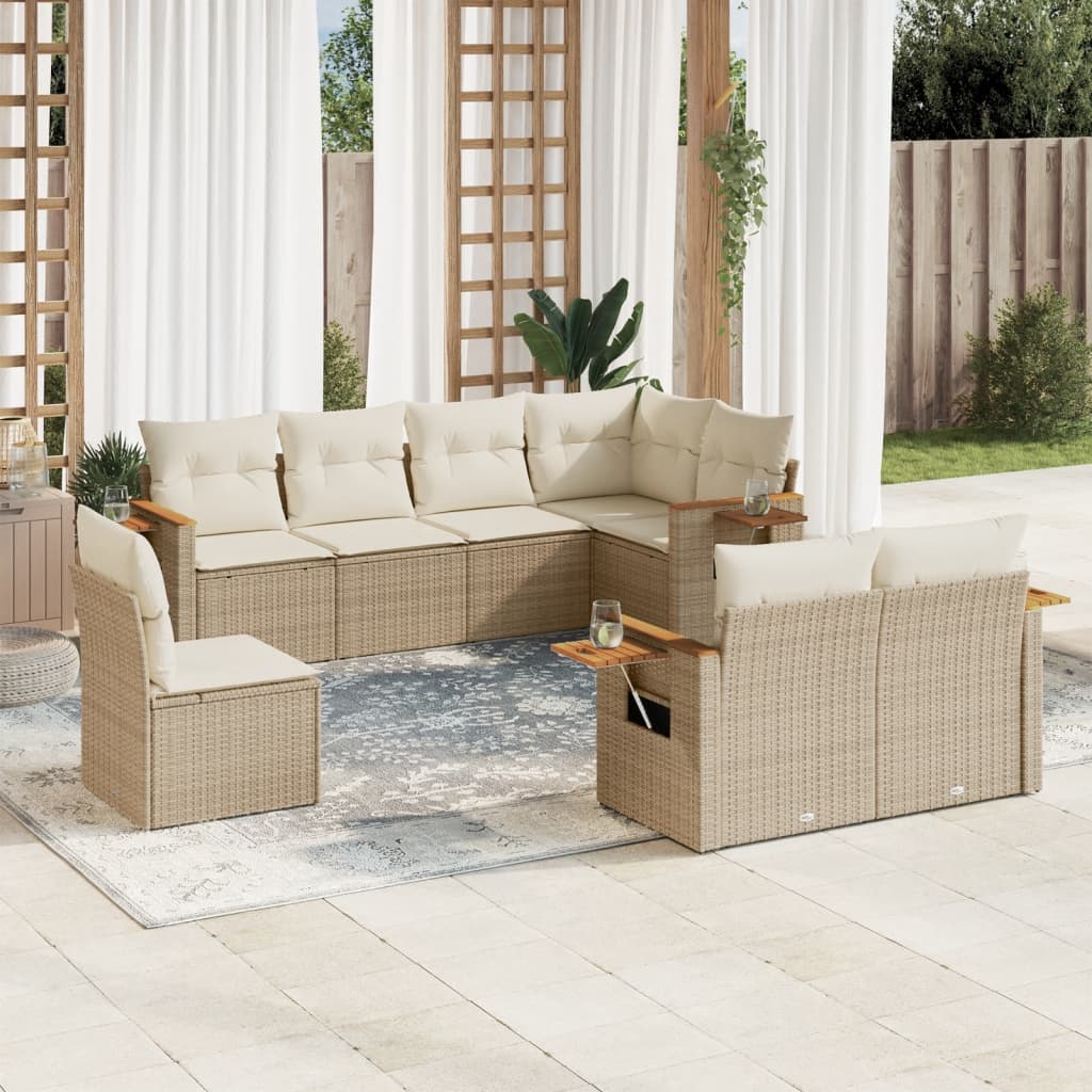 Set Mobilier De Grădină Cu Perne, 8 Piese, , Poliratan