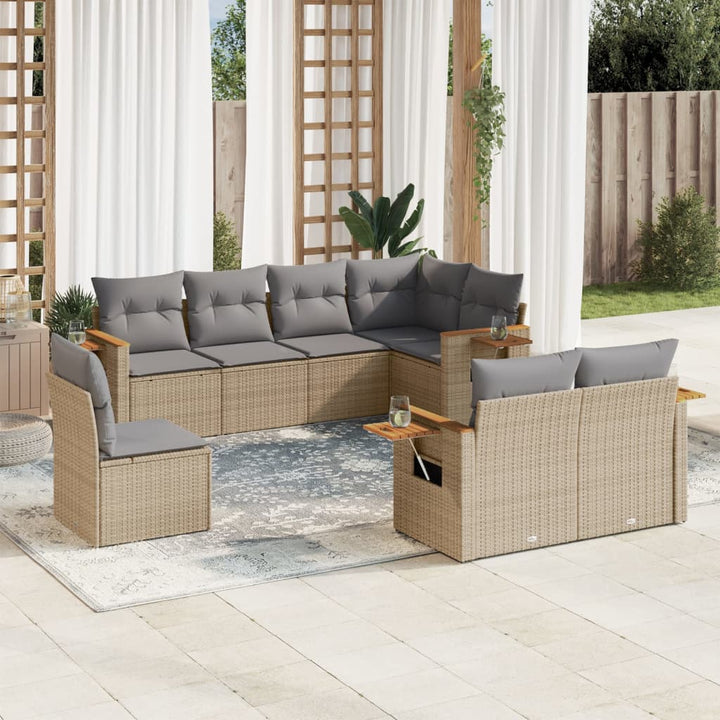 Set Mobilier De Grădină Cu Perne, 8 Piese, , Poliratan