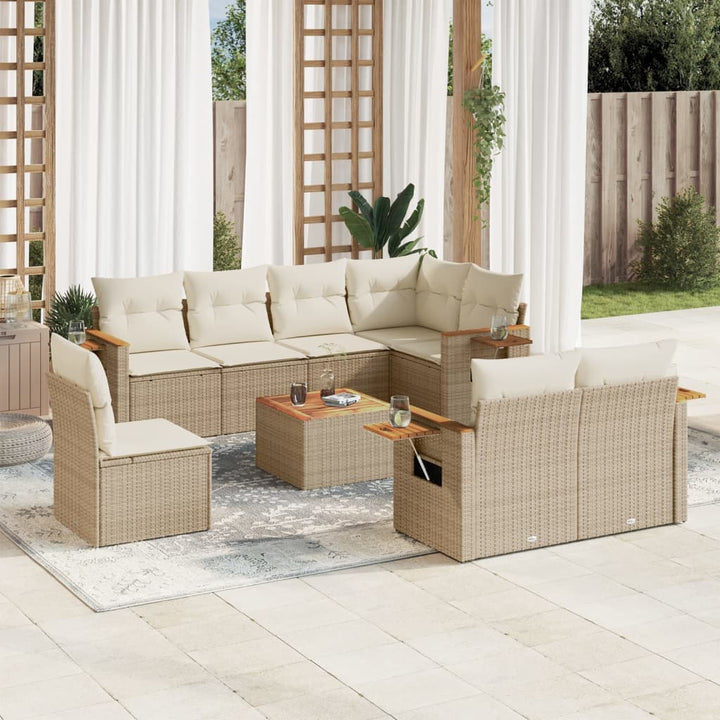 Set Mobilier De Grădină Cu Perne, 8 Piese, , Poliratan