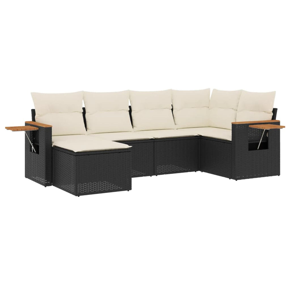Set Mobilier De Grădină Cu Perne, 6 Piese, Negru, Poliratan