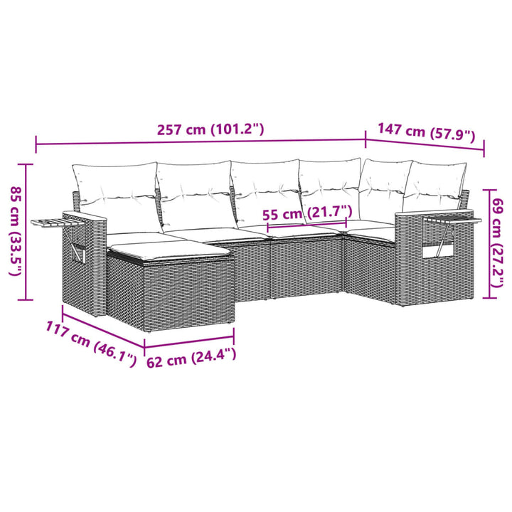 Set Mobilier De Grădină Cu Perne, 6 Piese, Negru, Poliratan