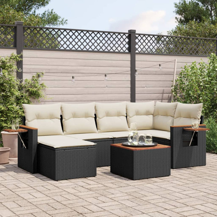 Set Mobilier De Grădină Cu Perne, 6 Piese, Negru, Poliratan