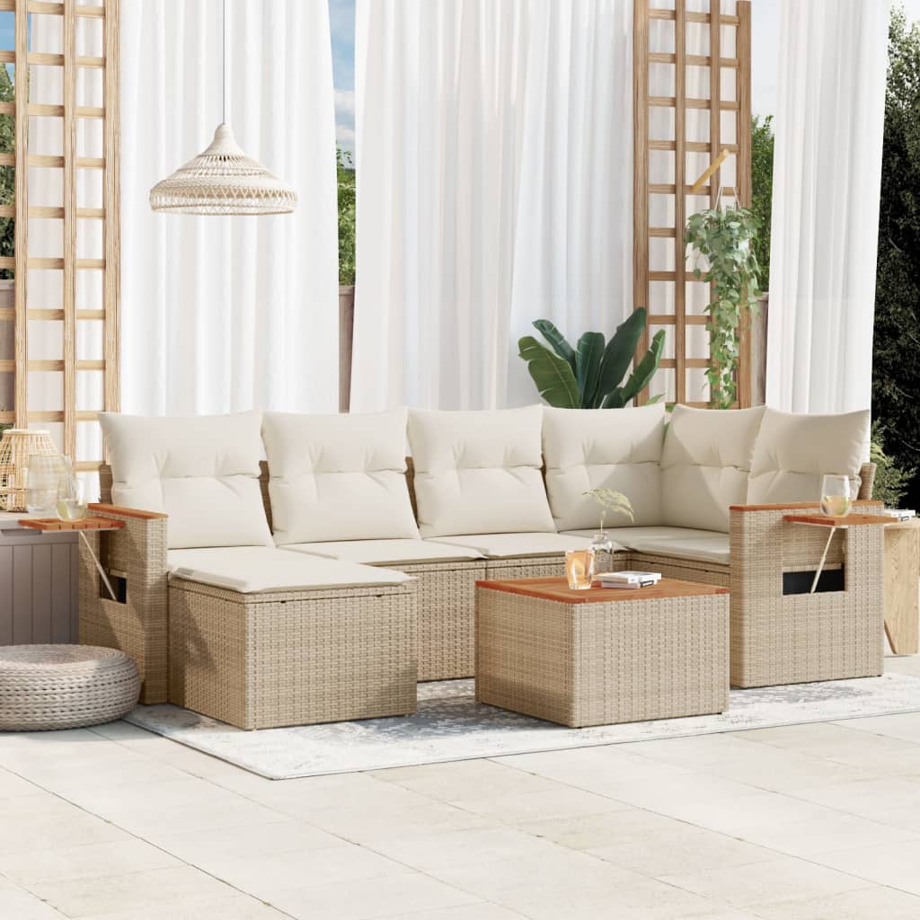 Set Mobilier De Grădină Cu Perne, 6 Piese, Negru, Poliratan