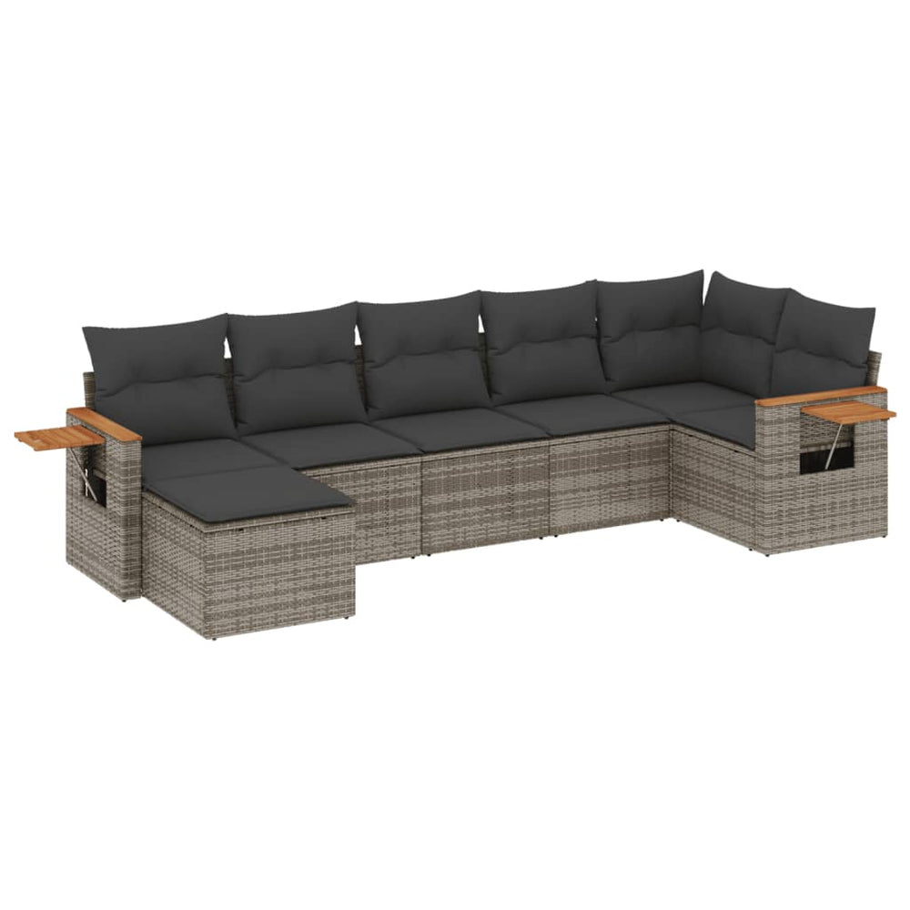 Set Canapele De Grădină, 7 Piese, Cu Perne, , Poliratan