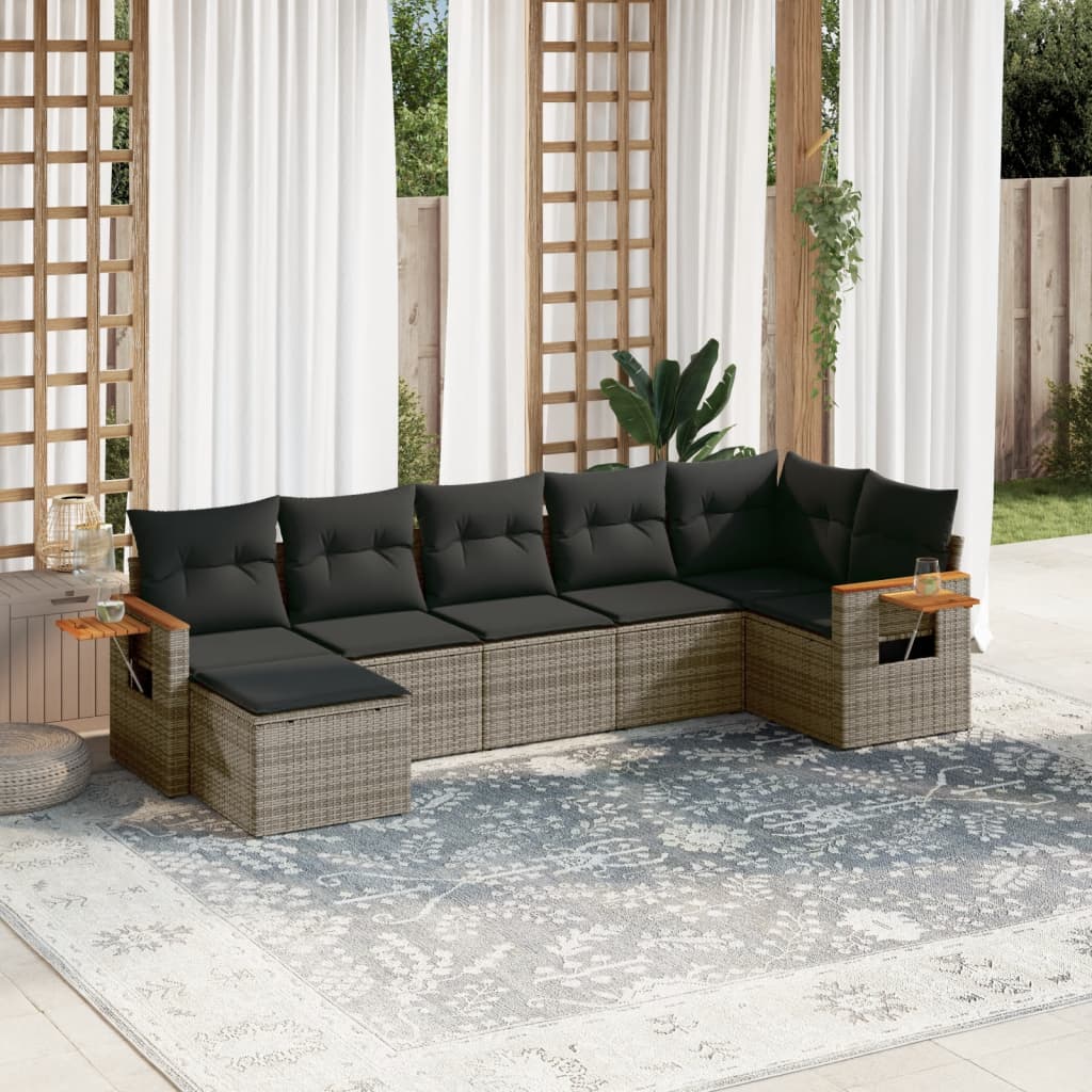 Set Canapele De Grădină, 7 Piese, Cu Perne, , Poliratan
