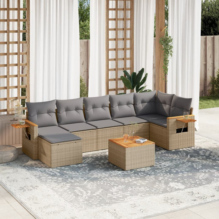 Set Canapele De Grădină, 7 Piese, Cu Perne, , Poliratan
