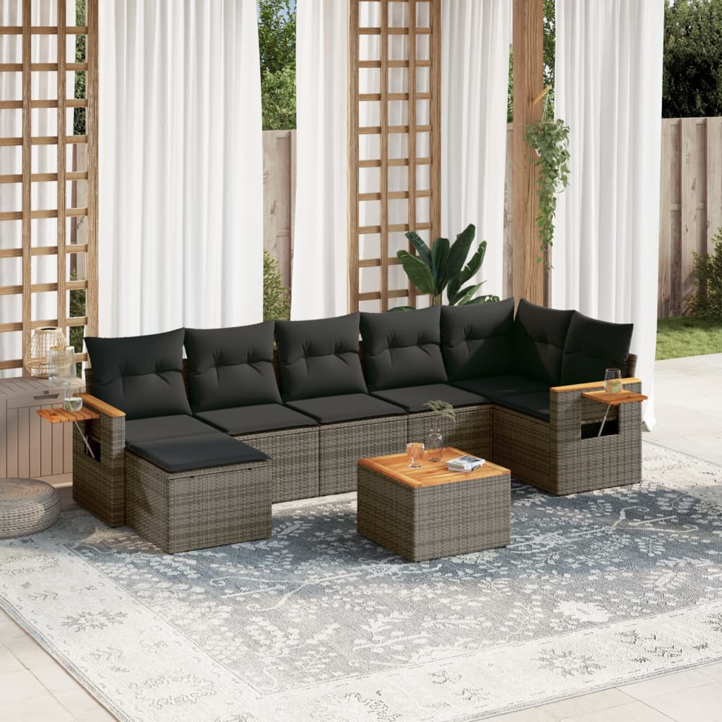 Set Canapele De Grădină, 7 Piese, Cu Perne, , Poliratan