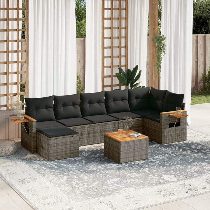 Set Canapele De Grădină, 7 Piese, Cu Perne, , Poliratan