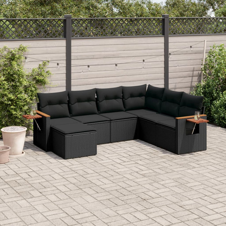 Set Canapele De Grădină, 7 Piese, Cu Perne, Bej, Poliratan