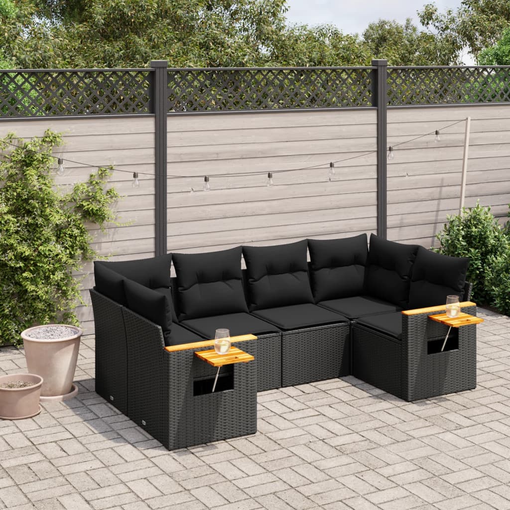 Set Mobilier Grădină Cu Perne, 6 Piese, , Poliratan