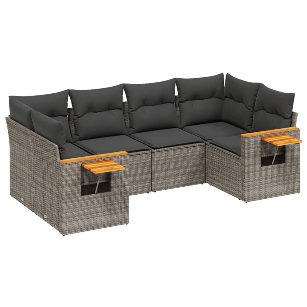 Set Mobilier Grădină Cu Perne, 6 Piese, , Poliratan
