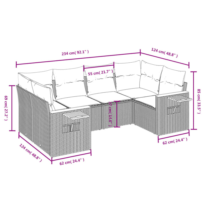 Set Mobilier Grădină Cu Perne, 6 Piese, , Poliratan