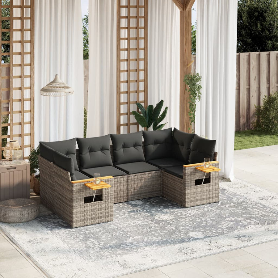 Set Mobilier Grădină Cu Perne, 6 Piese, , Poliratan