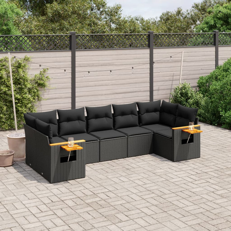 Set Canapele De Grădină Cu Perne, 7 Piese, , Poliratan
