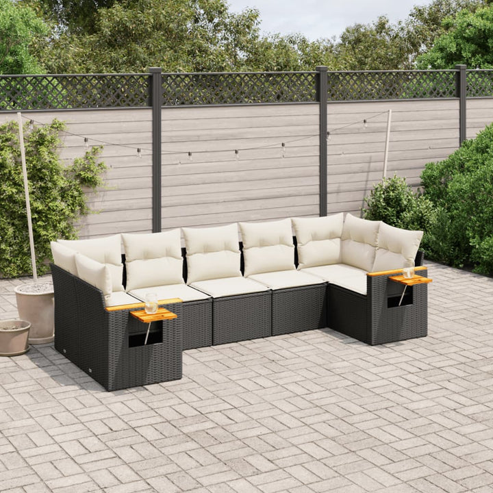 Set Canapele De Grădină Cu Perne, 7 Piese, , Poliratan