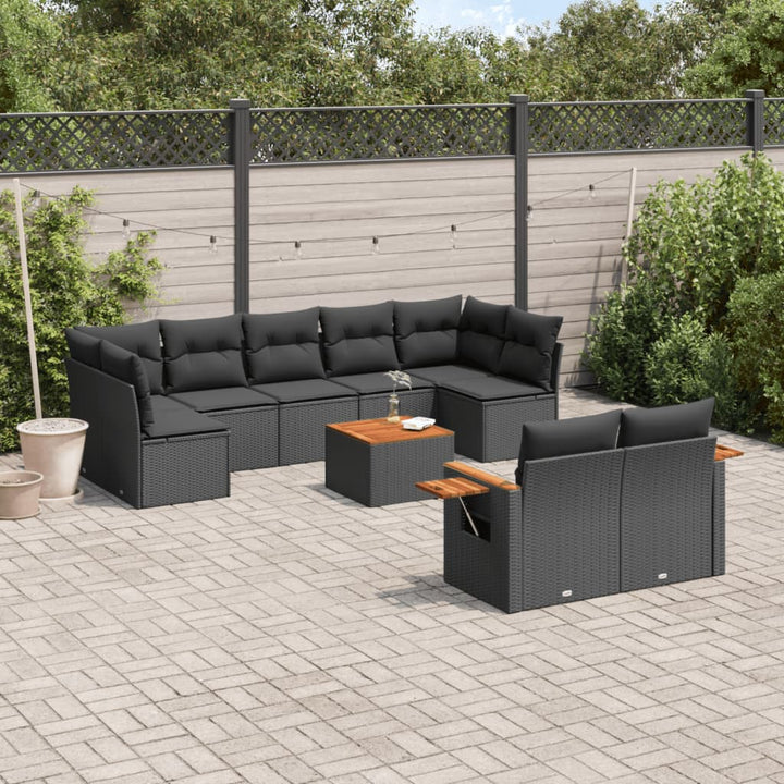 Set Canapele De Grădină, 9 Piese, Cu Perne, Bej, Poliratan