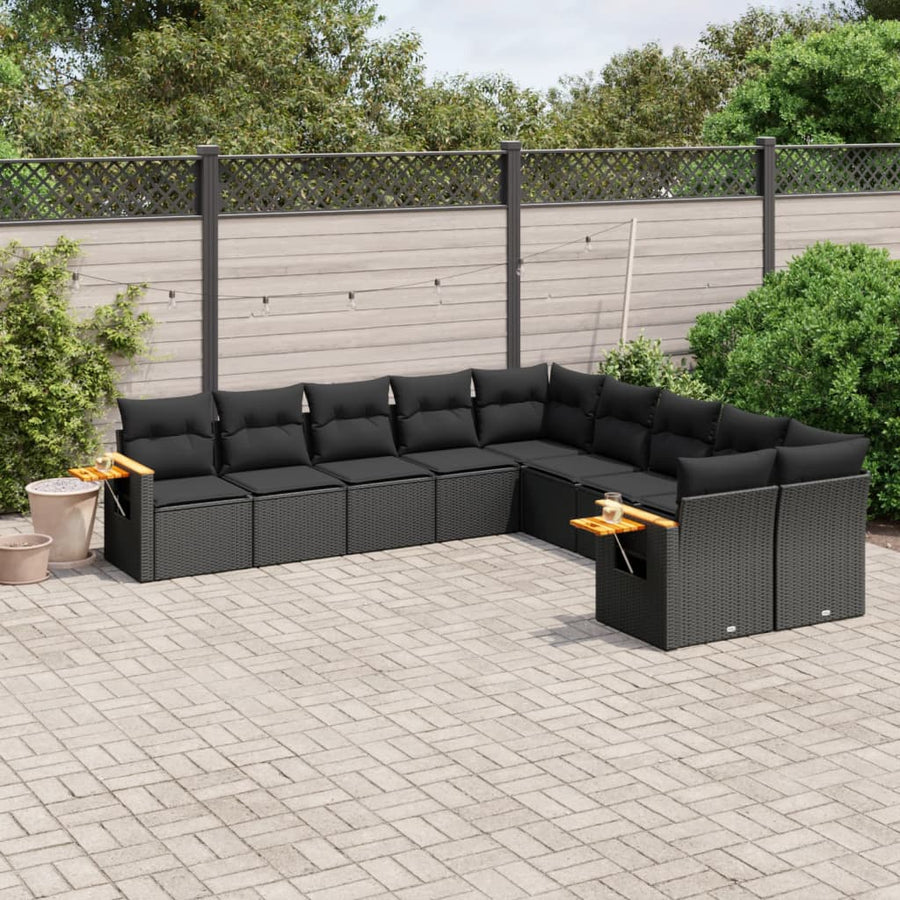 Set Canapele De Grădină Cu Perne, 10 Piese, , Poliratan
