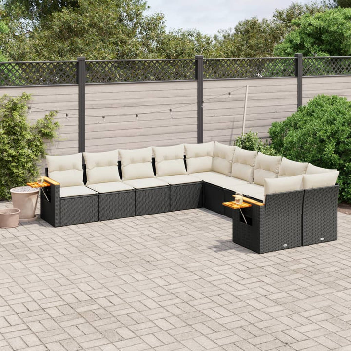 Set Canapele De Grădină Cu Perne, 10 Piese, , Poliratan