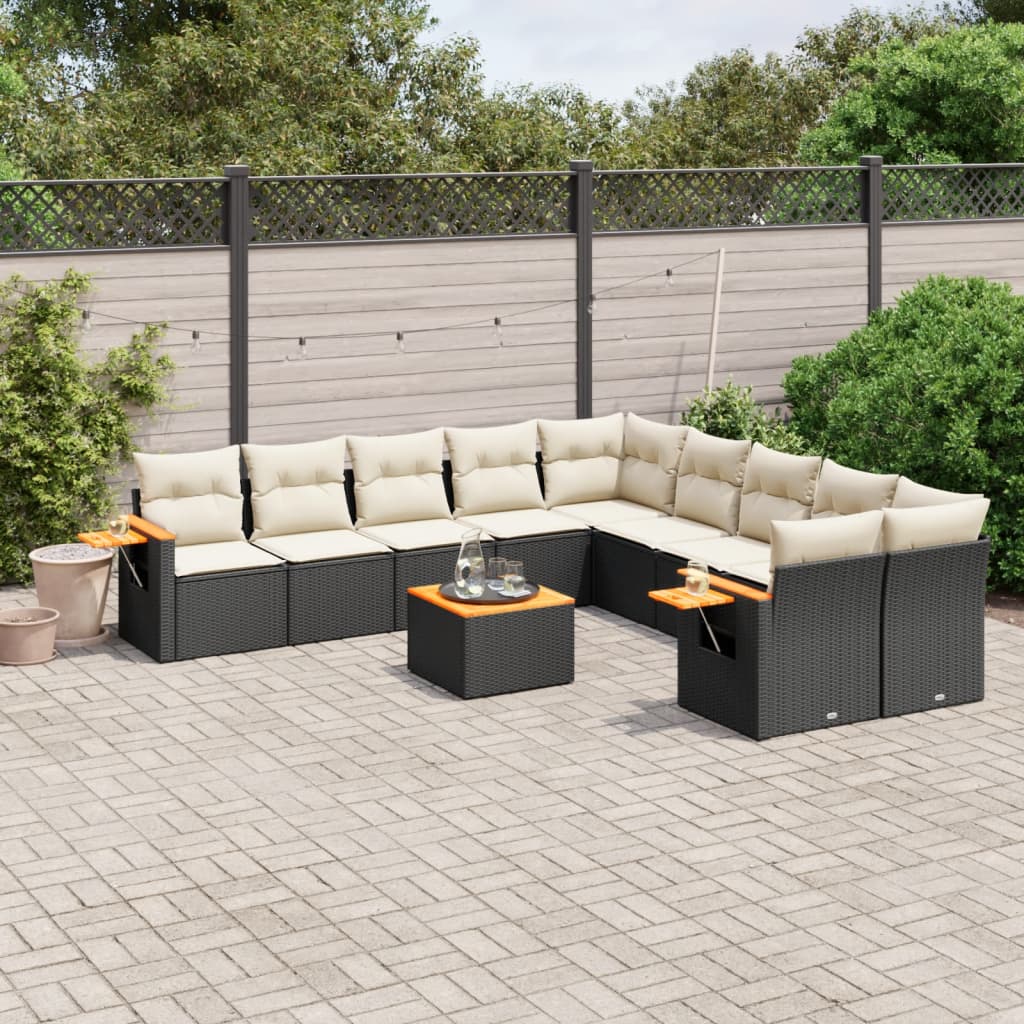 Set Canapele De Grădină Cu Perne, 10 Piese, , Poliratan