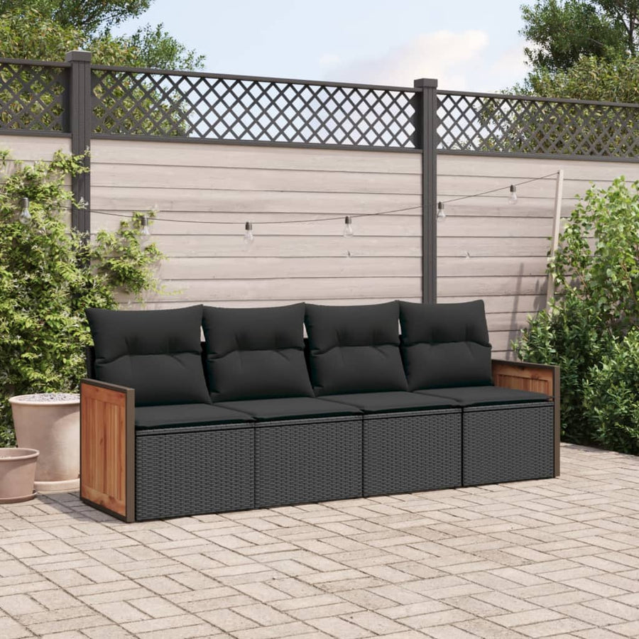Set Mobilier De Grădină Cu Perne, 4 Piese, , Poliratan