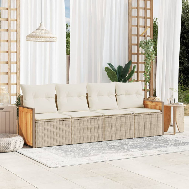 Set Mobilier De Grădină Cu Perne, 4 Piese, , Poliratan