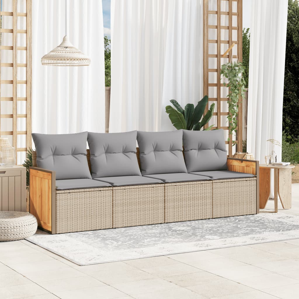 Set Mobilier De Grădină Cu Perne, 4 Piese, , Poliratan
