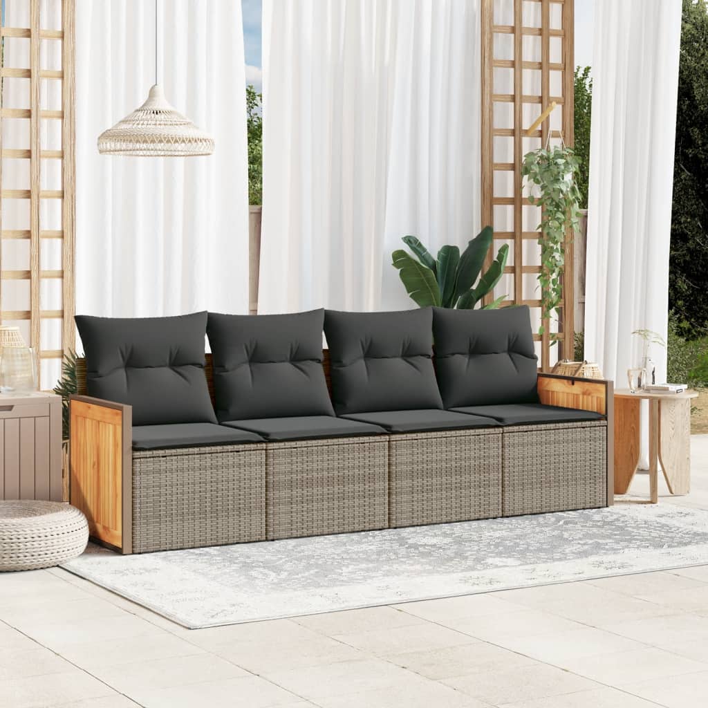 Set Mobilier De Grădină Cu Perne, 4 Piese, , Poliratan